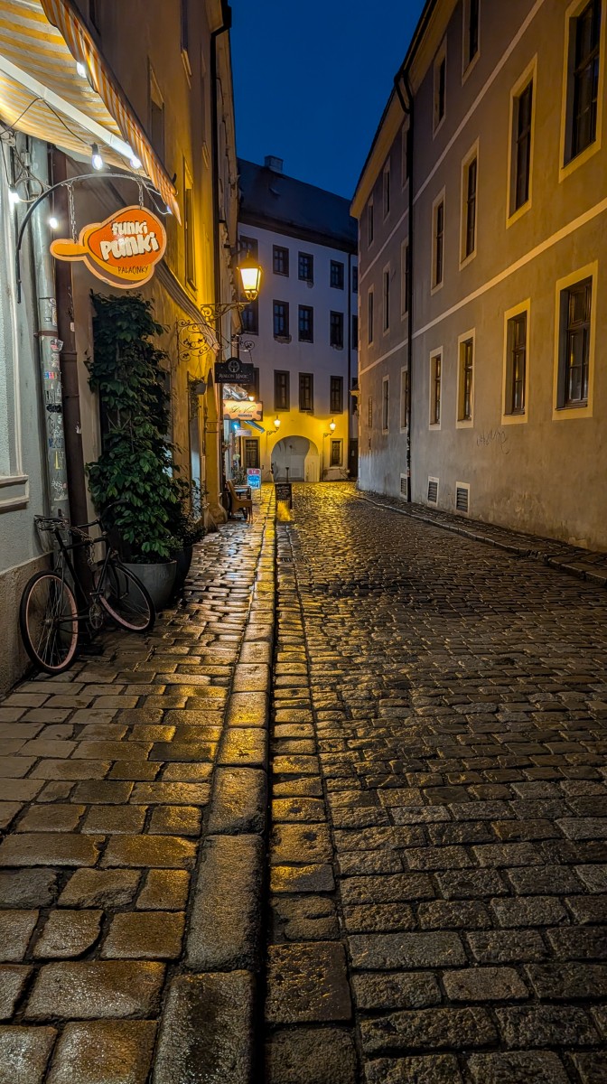 A quiet, rainy street, Bratislava.