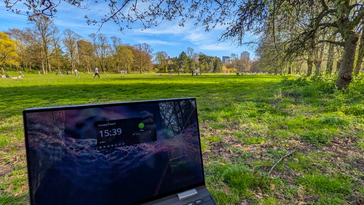 Joining a video call from Bute Park, Cardiff.